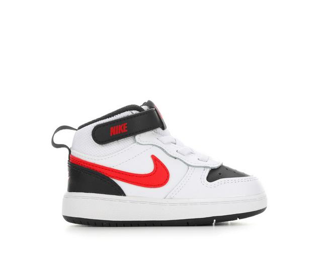 Kids' Nike Infant & Toddler Court Borough Mid 2 Sneakers in Wht/UnivRed/Blk color