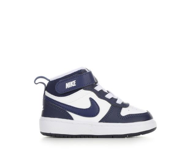Kids' Nike Infant & Toddler Court Borough Mid 2 Sneakers in Wht/Blue/Blue color