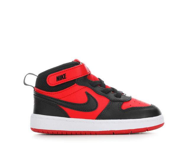 Kids' Nike Infant & Toddler Court Borough Mid 2 Sneakers in UnivRed/Blk/Wht color