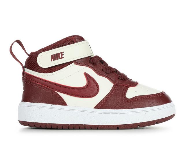Kids' Nike Infant & Toddler Court Borough Mid 2 Sneakers in Pearl/TeamRed color