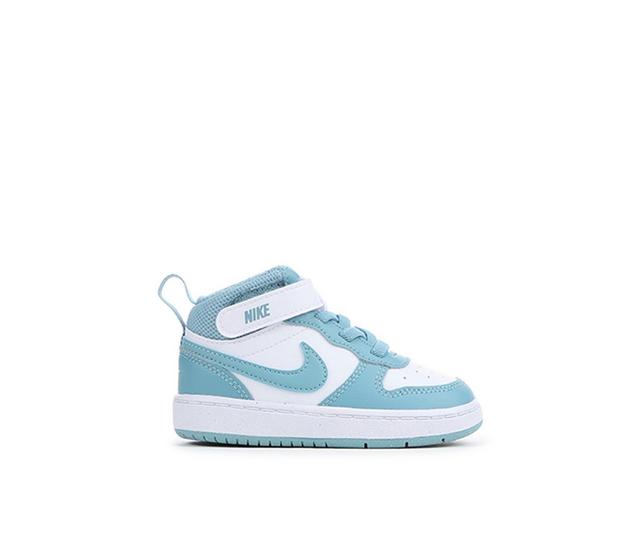 Kids' Nike Infant & Toddler Court Borough Mid 2 Sneakers in Wht/Denim/Turq color
