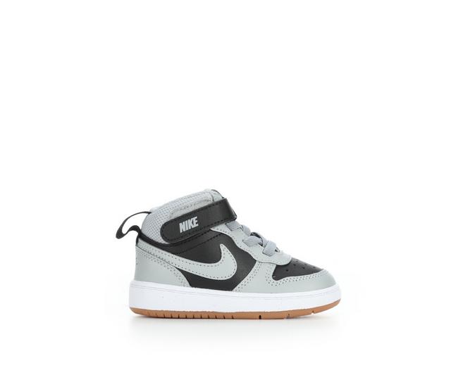 Kids' Nike Infant & Toddler Court Borough Mid 2 Sneakers in Blk/Gry/Gum color