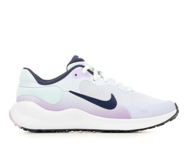 Girls' Nike Little Kid & Big Kid Revolution 7 Running Shoes in Gry/Nvy/Lilac color