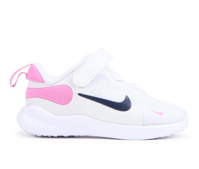 Girls' Nike Infant & Toddler Revolution 7 Running Shoes in Wht/Mdntnvy/Pnk color