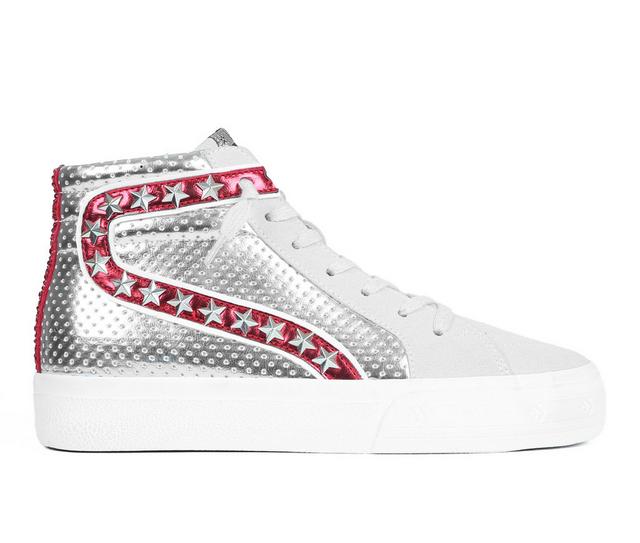 Women's VINTAGE HAVANA Sanibel High-Top Sneakers in Silver/Grey/Red color