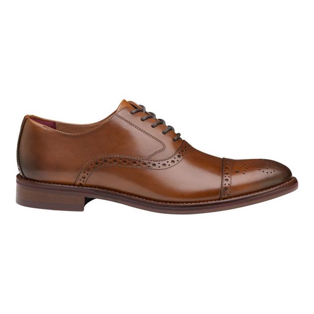 Men's Johnston and Murphy Conard 2.0 Cap Toe Dress Shoes in Tan color