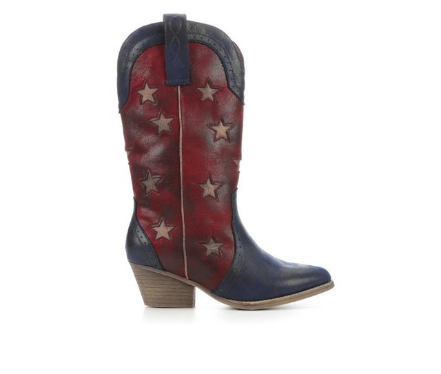 Women's Sugar Tammy Star Western Boots in Navy/Red color