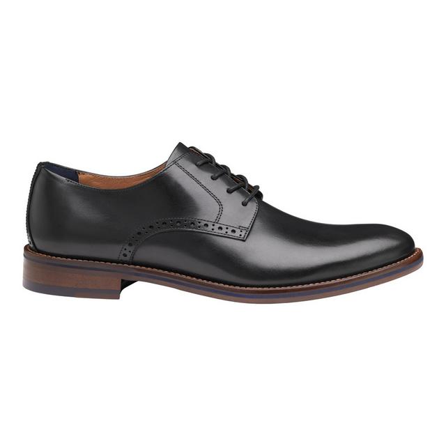 Men's Johnston and Murphy Conard 2.0 Plain Toe Dress Shoes in Blk Full Grain color