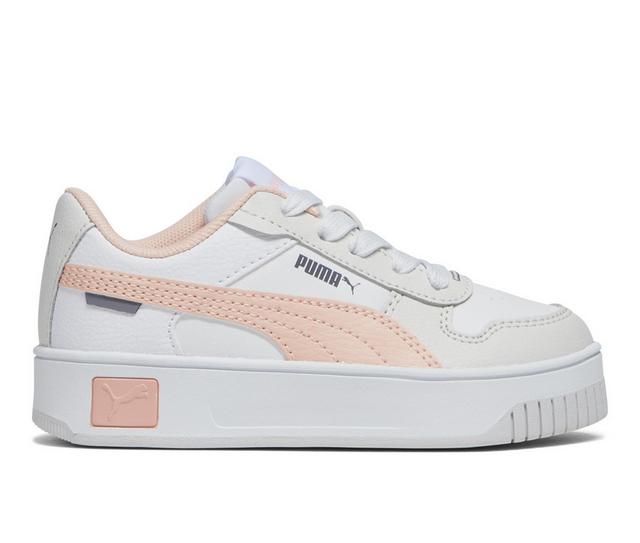 Girls' Puma Little Kid Carina Street Sneakers in White/Rose Dust color