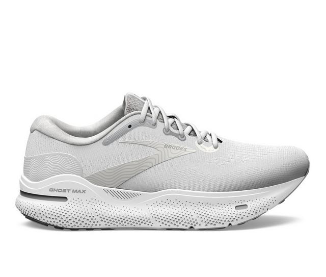 Women's Brooks Ghost Max Running Shoes in White/Oyster/Si color