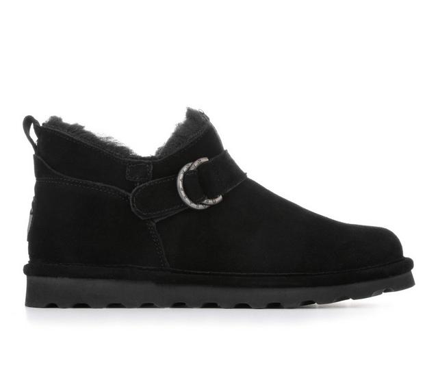 Women's Bearpaw Shorty Buckle Winter Booties in Black color