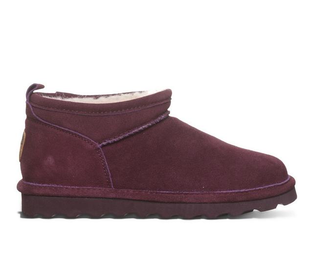 Women's Bearpaw Super Shorty Winter Booties in Eggplant color