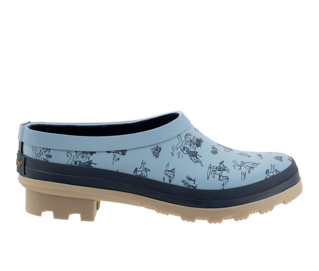 Women's Pendleton Cow Girl Garden Clog Rain Boots in Light Blue color