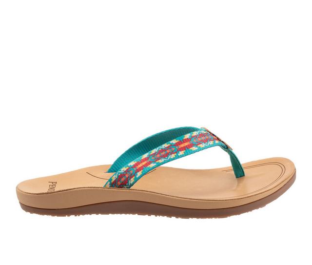 Women's Pendleton Carico Lake Thong Flip-Flops in Turquoise color