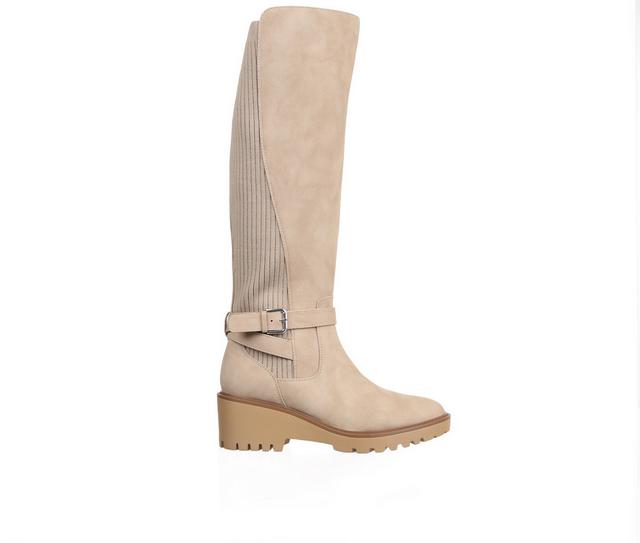 Women's Soda Zone-G Knee High Boots in Beige color