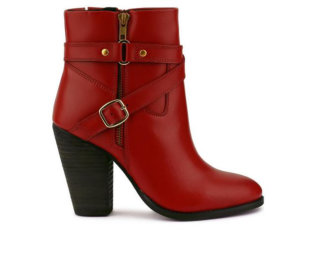 Women's Rag & Co Cat-Track Heeled Booties in Red color