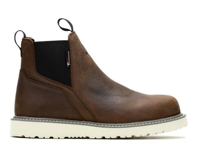Men's Wolverine 231101 Trade Wedge Slip Work Boots in Sudan Brown color