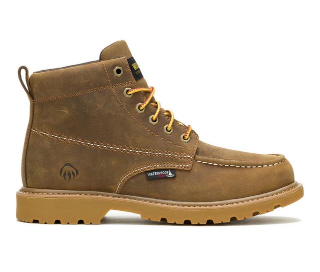 Men's Wolverine 080139 Floorhand Moc Toe Work Boots in Tan color