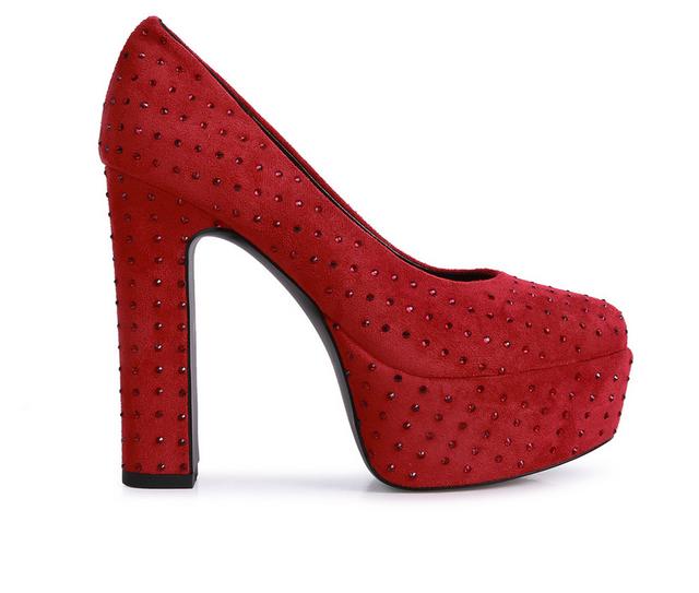 Women's Rag & Co Poppins Platform Pumps in Red color
