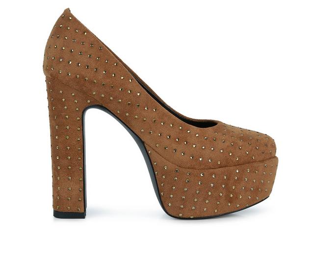 Women's Rag & Co Poppins Platform Pumps in Tan color