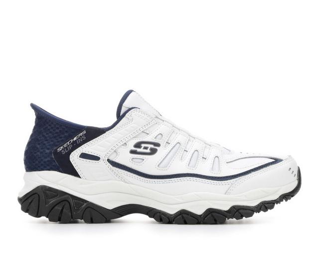 Men's Skechers 237447 AFT BURN Slipin Trail Running Shoes in White/Navy color
