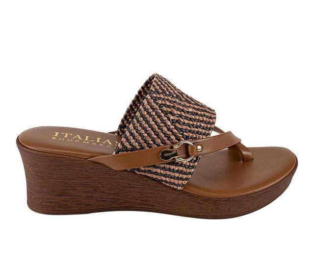 Women's Italian Shoemakers Yelena Wedges in Luggage color