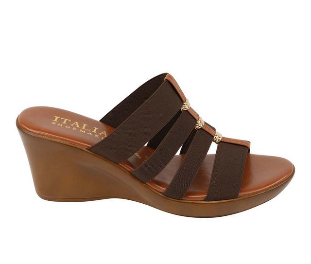 Women's Italian Shoemakers Clover Wedges in Chocolate color