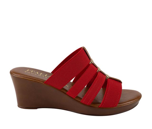 Women's Italian Shoemakers Clover Wedges in Red color