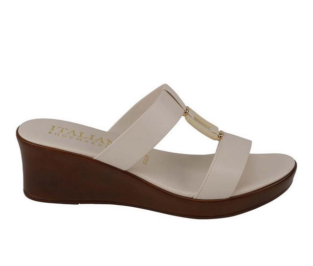 Women's Italian Shoemakers Tenley Wedges in Bone color