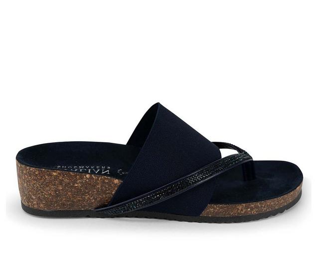 Women's Italian Shoemakers Ziona Wedges in Navy color