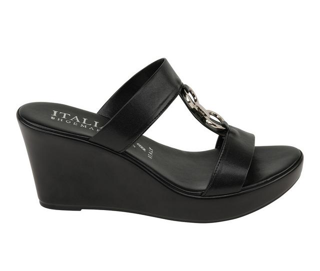 Women's Italian Shoemakers Valora Wedges in Black color