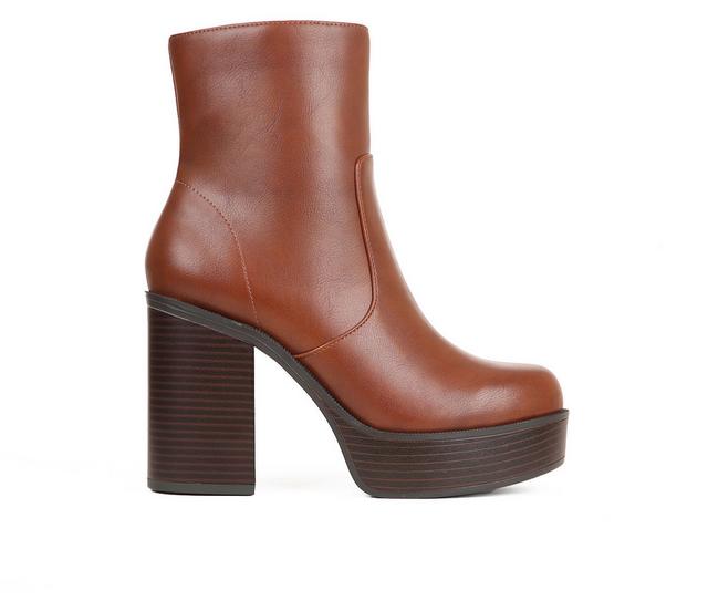 Women's Soda Kedge-S Booties in Cognac color