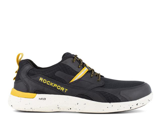 Men's Rockport Works truFLEX Fly Blucher Work Shoes in Black/Gold color