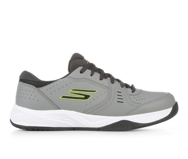 Men's Skechers Viper Court Smash Pickleball Sneakers in Gray/Lime color