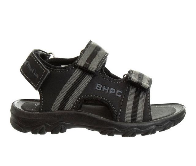 Boys' Beverly Hills Polo Club Joyful Jogs 11-4 Sandals in Black/Gray color