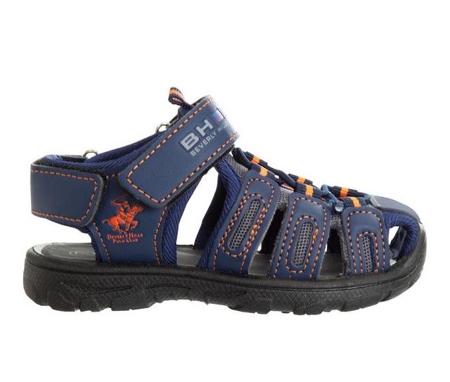 Boys' Beverly Hills Polo Club Comfort Crusade 5-10 Sandals in Navy/Orange color