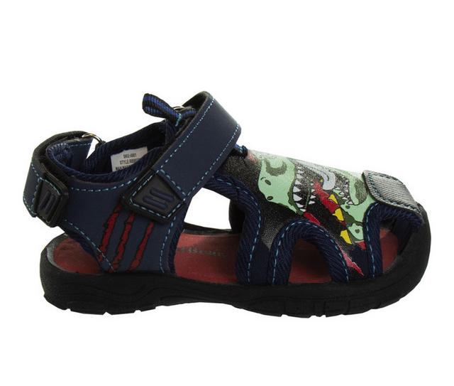 Boys' Rugged Bear Infant Mighty Dinosaur 5-10 Sandals in Navy/Red color