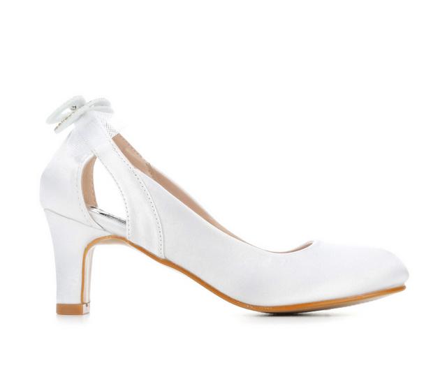 Girls' Badgley Mischka Little Kid & Big Kid Mischka Regina Dress Shoes in White Satin color