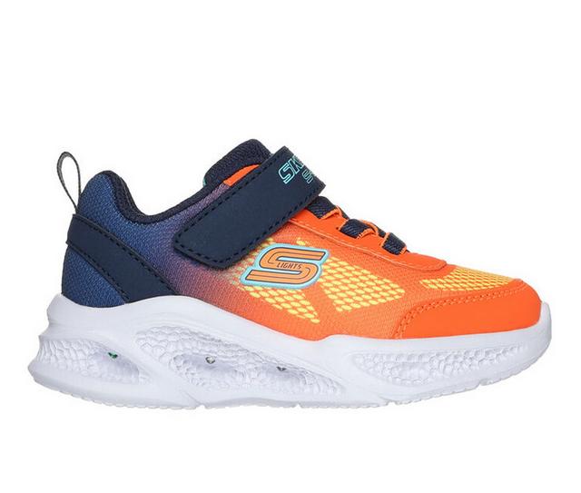 Boys' Skechers Infant Meteor Lights Light-Up Shoes in Navy/Orange color