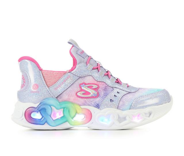 Girls' Skechers Little Kid & Big Kid Infinite Heart Slip-Ins Light-Up Shoes in Lavender/Multi color