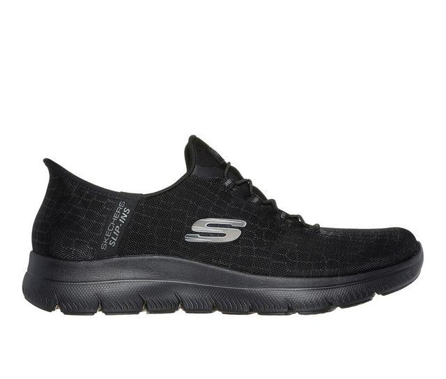 Women's Skechers Summits Classy Nights Slip-Ins Sneakers in Black/Gun Metal color