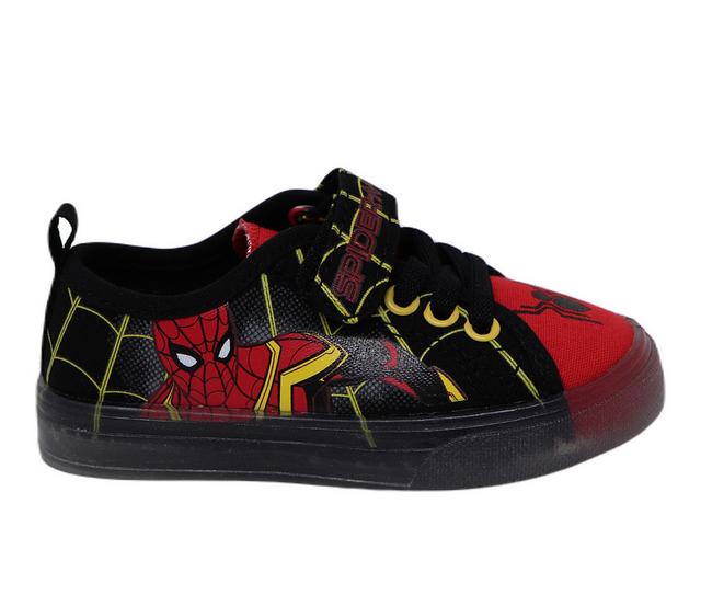 Boys' MARVEL Toddler & Little Kid Spiderman Lighted Canvas Sneakers in Black/Red color