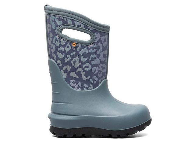 Girls' Bogs Footwear Toddler & Little Kid Neo Classic Leopard Winter Boots in Misty Gray color