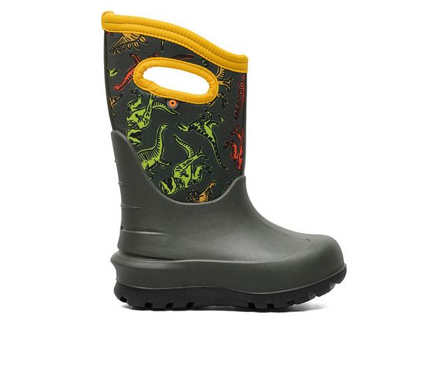 Boys' Bogs Footwear Little & Big Kid Neo Classic Super Dino Winter Boots in Dk Green Multi color