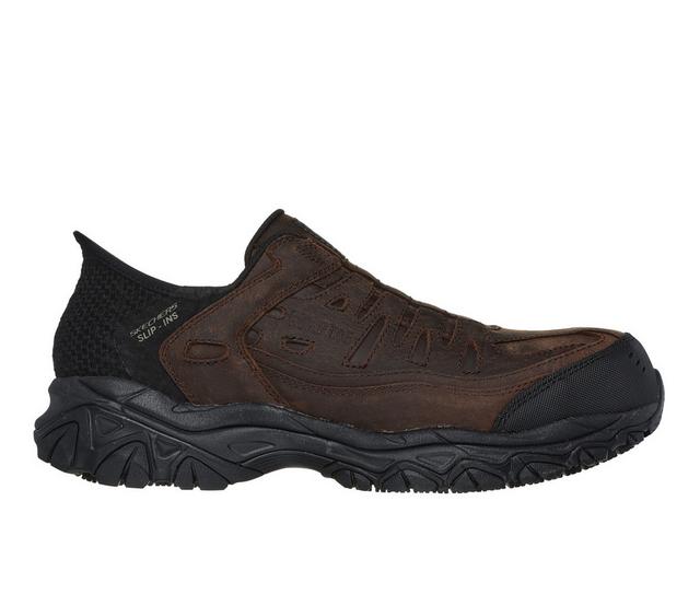 Men's Skechers Work Cankton Safety Shoes in CDB - DARK BRWN color