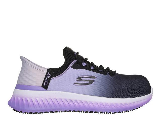 Men's Skechers Work Tilido Ombray Slip Resistant Shoes in Black Purple color