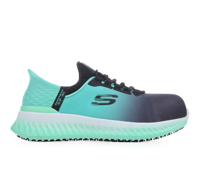 Men's Skechers Work Tilido Ombray Work Shoes in Black Teal color