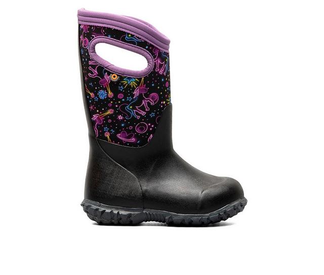 Girls' Bogs Footwear Toddler & Little Kid York Neon Unicorn Rain Boots in Black Multi W color