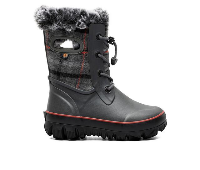 Kids' Bogs Footwear Little & Big Kid Arcata II Cozy Plaid Winter Boots in Dk Gray Multi color