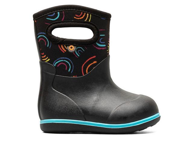 Girls' Bogs Footwear Toddler Classic Wild Rainbows Rain Boots in Black Multi color